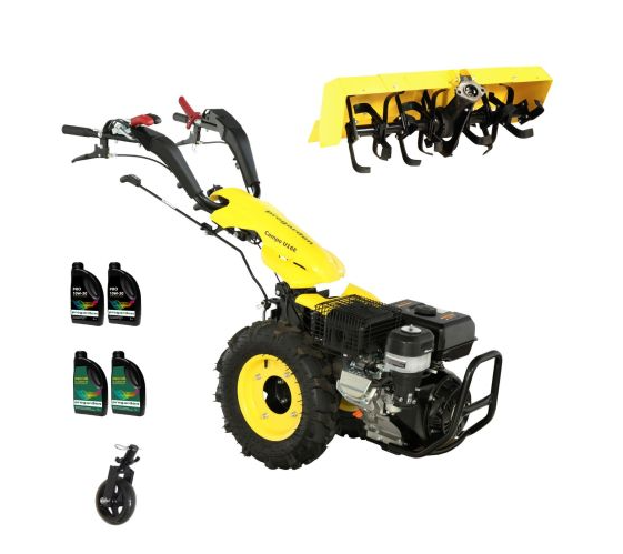 ProGARDEN Pachet Campo U16E Motocultor 14CP + Roata sustinere + Freza tractata FT90 + 4L Ulei